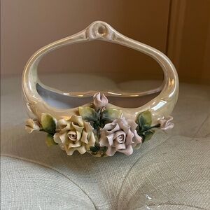 Vintage Porcelain Made In Germany  Elegant Basket with Pastel Floral Design